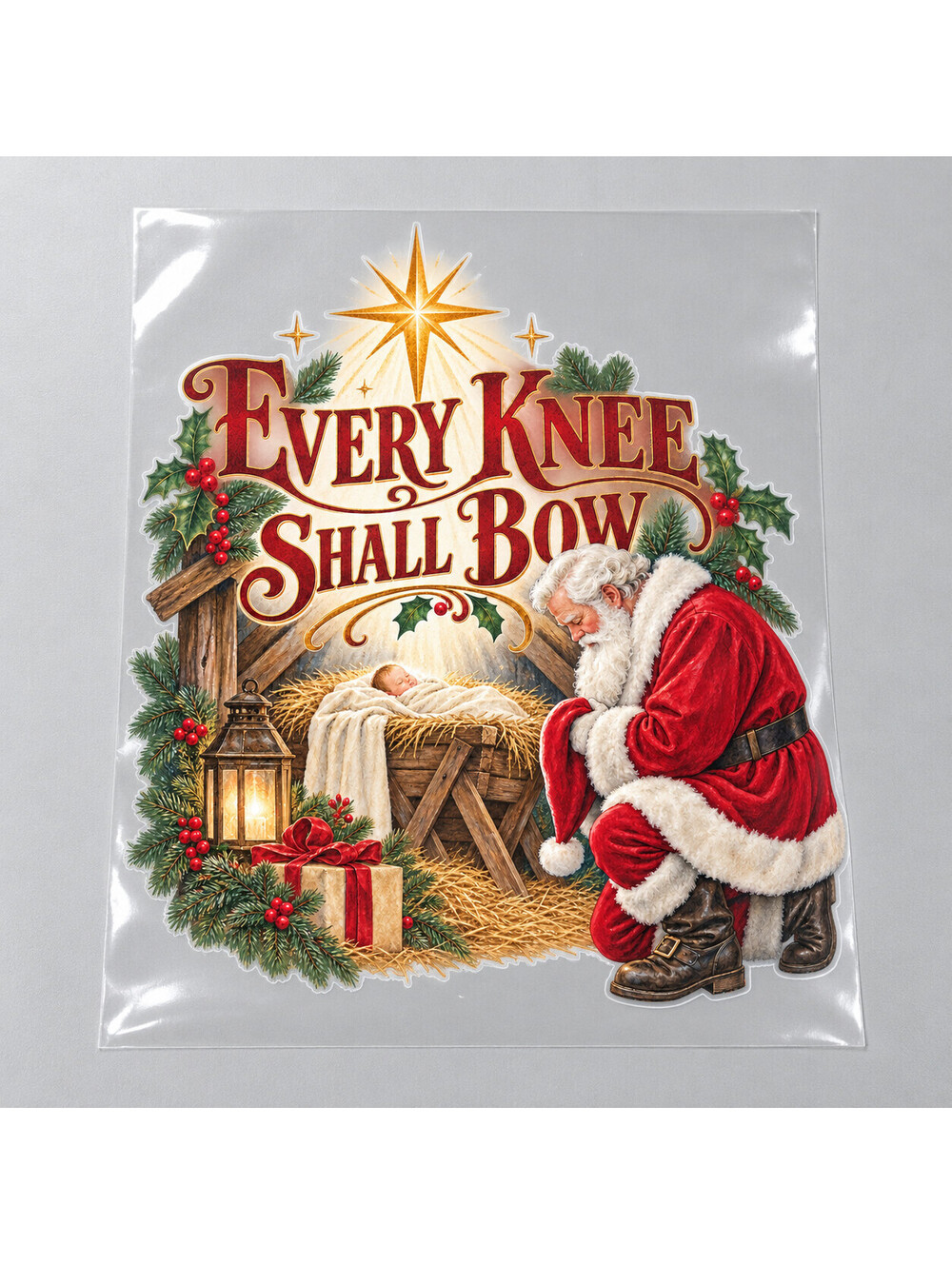 4 Pack Every Knee Shall Bow Christmas DTF Heat Transfers 10 Inch
